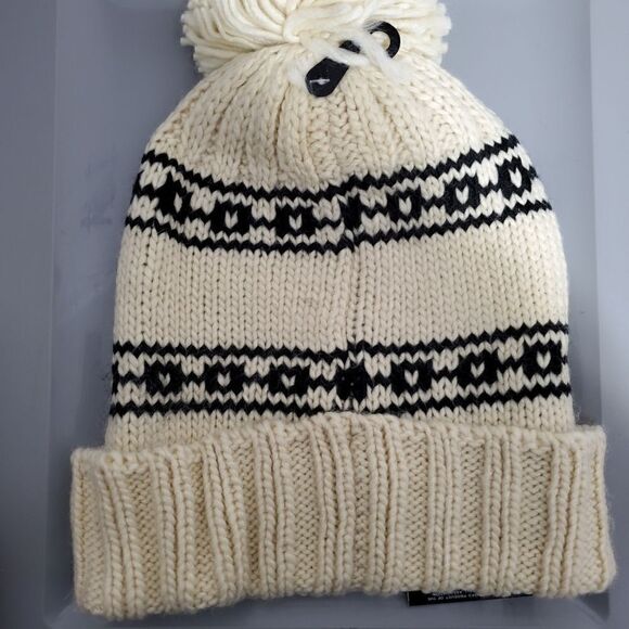 NBA Chicago Bulls Ultra Game Pom Cuffed Beanie Cap Beige/red/BLK Knit Winter Hat - Picture 4 of 6